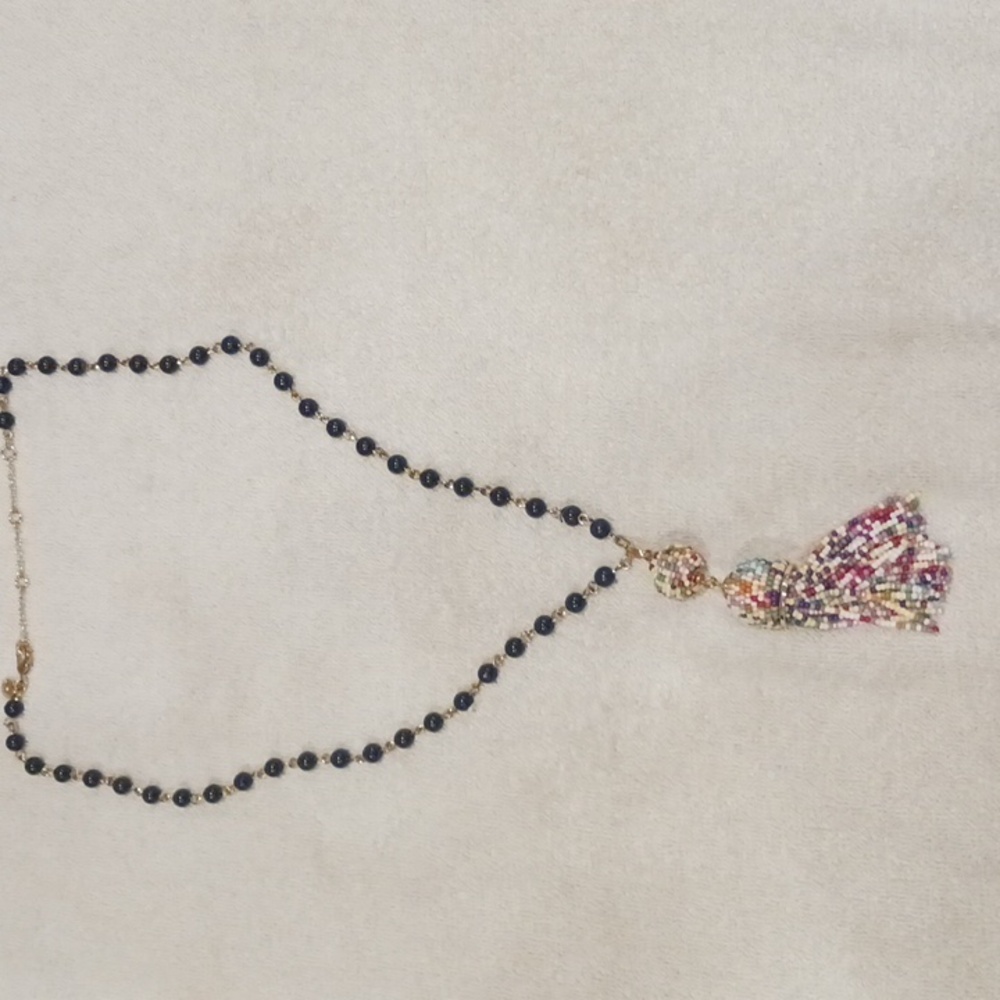 Talbots Multicolor Beaded Tassel Necklace